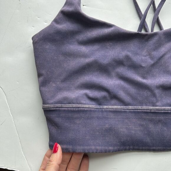 Lululemon Free To Be Bra Long Line *Rib Snow Wash Midnight Orchid Size 10 - Picture 4 of 14